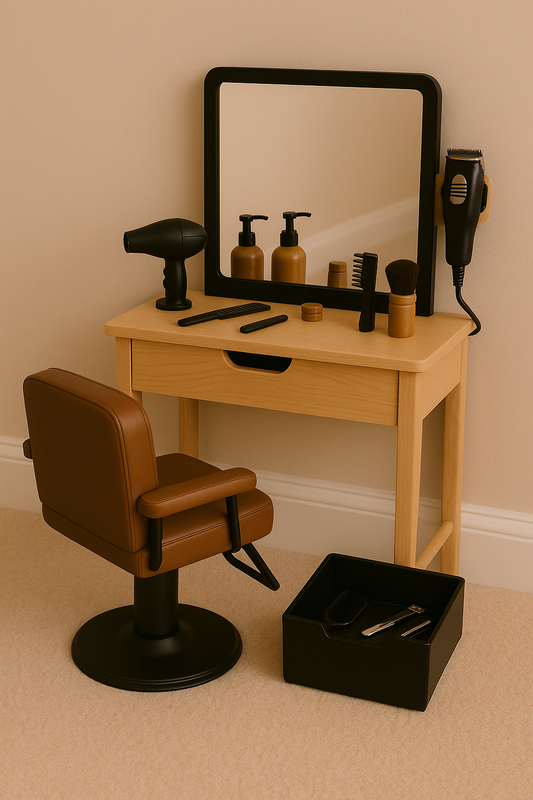 Salon de coiffure enfant en bois - Set professionnel luxe