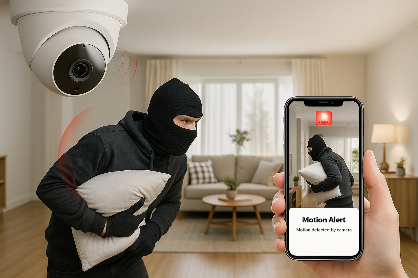 Caméra de Sécurité Wi-Fi Intelligente – Vision 360°, Audio Bidirectionnel, Détection de Mouvement