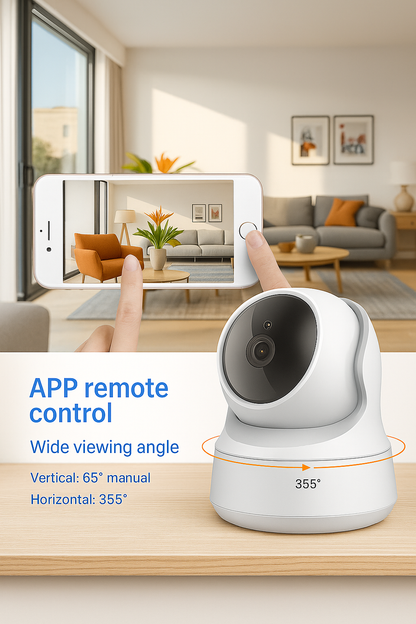 Caméra de Sécurité Wi-Fi Intelligente – Vision 360°, Audio Bidirectionnel, Détection de Mouvement