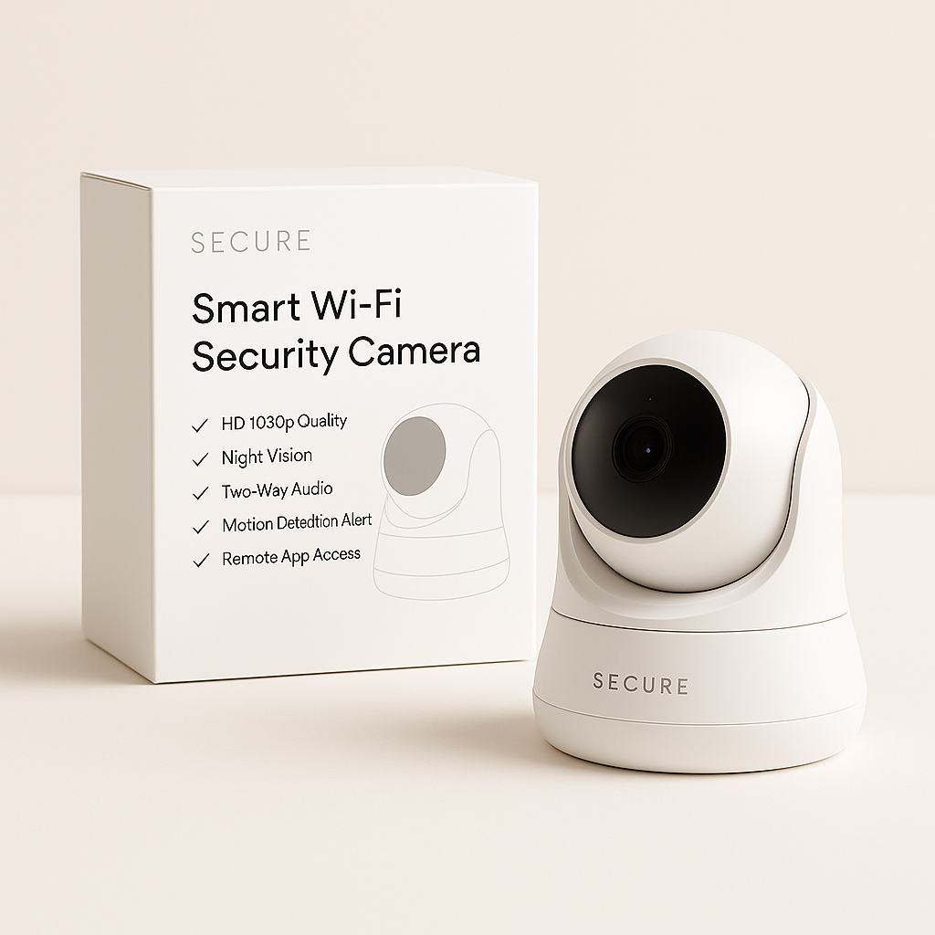Caméra de Sécurité Wi-Fi Intelligente – Vision 360°, Audio Bidirectionnel, Détection de Mouvement